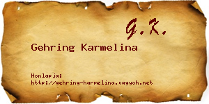 Gehring Karmelina névjegykártya